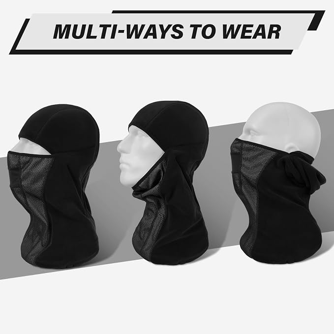 Heated Balaclava Women Men, Fleece Ski Mask Balaclava Winter Shiesty Mask Wire Control for Football Motorcycle Hunting Cycling Snowboarding Black (No Battery)