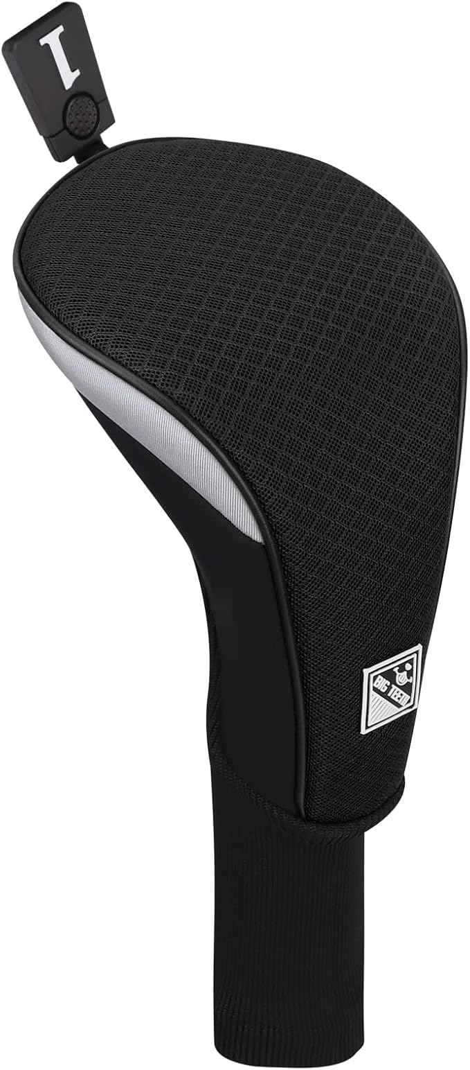 BIG TEETH Lightweight Mesh Golf Driver Headcovers Golf Fairway Wood Hybird Head Covers Club Protecter Putter Cover Full Black for All Black