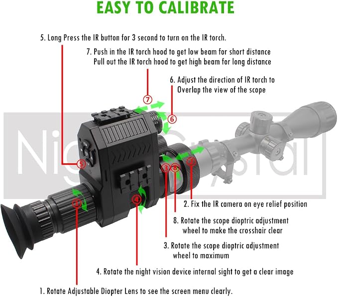 Megaorei M4A M4C 1080p HD Hunting Digital Infrared Night Vision for Scope Monocular Attachment Camcorder with Built-in 850nm Infrared IR Flashlight (with 32G MicroSD Card, Without Battery)