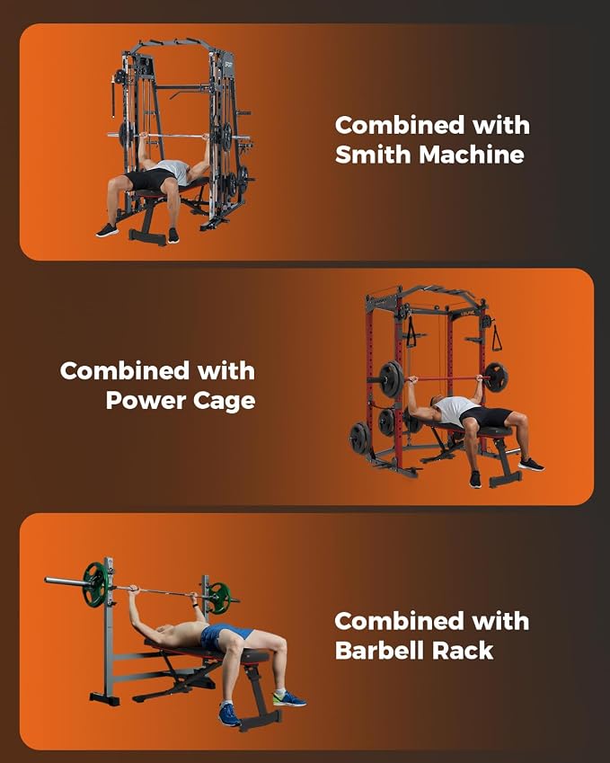 Garvee 8 in 1 Olympic Weight Bench Set with Leg Extension & Curl, Adjustable Bench Press Set with Rack, Preacher Curl Pad, Chest Fly，Lat Pulldown, Multi-Function Home Gym Strength Training Equipment