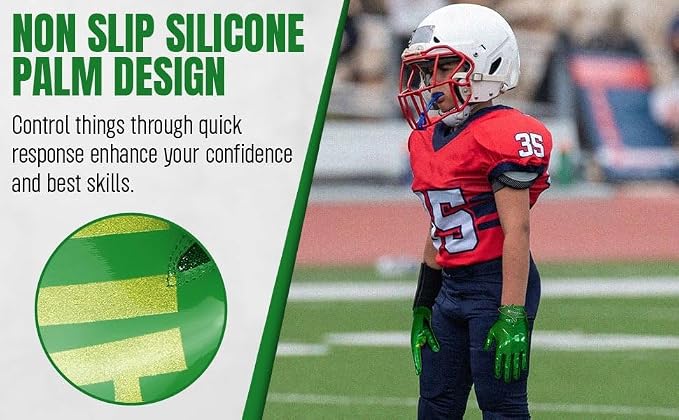 Non-Slip Tacky Football Gloves Ball Feel Sensation, Football Receiver Gloves in Youth, Adult, and Kid Sizes, Ultra Sticky Silicone Strong Palm Grip