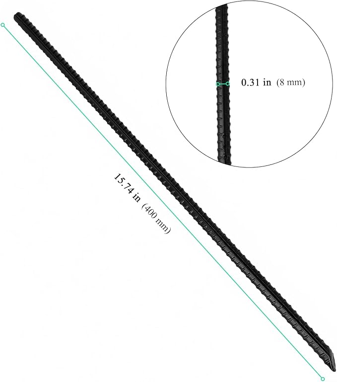 36 Pack Rebar Ground Stakes, 16 Inch Steel Rebar Stake for Trampoline, Fence, Camping Tent, Black