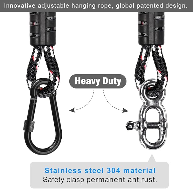 SELEWARE Tree Swing Rope Hammock Tree Straps Hanging Kit, Adjustable Rope Fast & Easy to Hang Hammock Chair Swing for Indoor Outdoor Tree Branch Camping Playground Accessories (Black, 10ft, 1 Pack)
