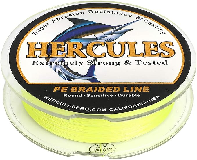 HERCULES Cost-Effective Super Cast 8 Strands Braided Fishing Line 10LB to 300LB Test for Salt-Water,109/328/547/1094 Yards(100M/300M/500M/1000M),Diam.#0.12MM-1.2MM,Hi-Grade Performance,Variety Colors