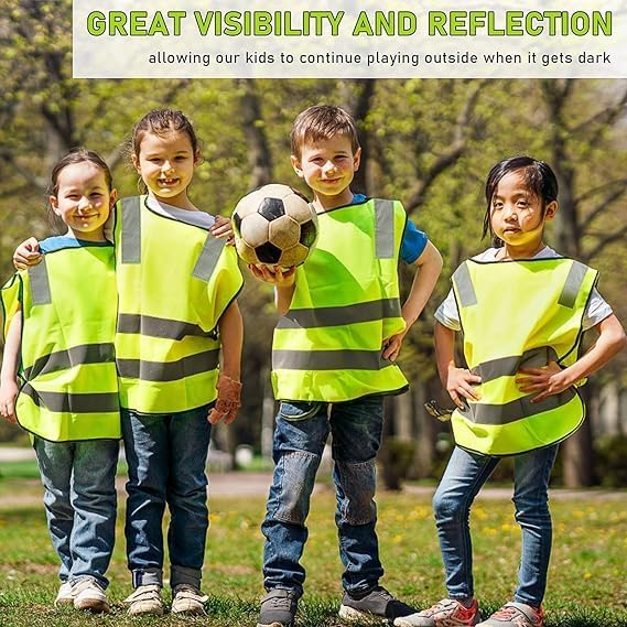 30 Pcs Hi Vis Vests for Kids Children High Visibility Vest Bulk Reflective Safety High Vis Vest Neon Yellow Traffic Safety Jacket for Students Running Cycling Skiing
