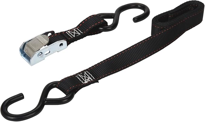 KEEPER 05715 6' x 1" Cam Buckle Motorcycle Tie-Down, 2 Pack", black, large