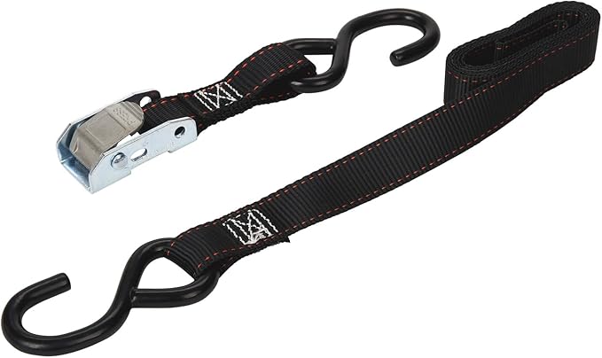 KEEPER 05715 6' x 1" Cam Buckle Motorcycle Tie-Down, 2 Count, Black, Large (Pack of 4)