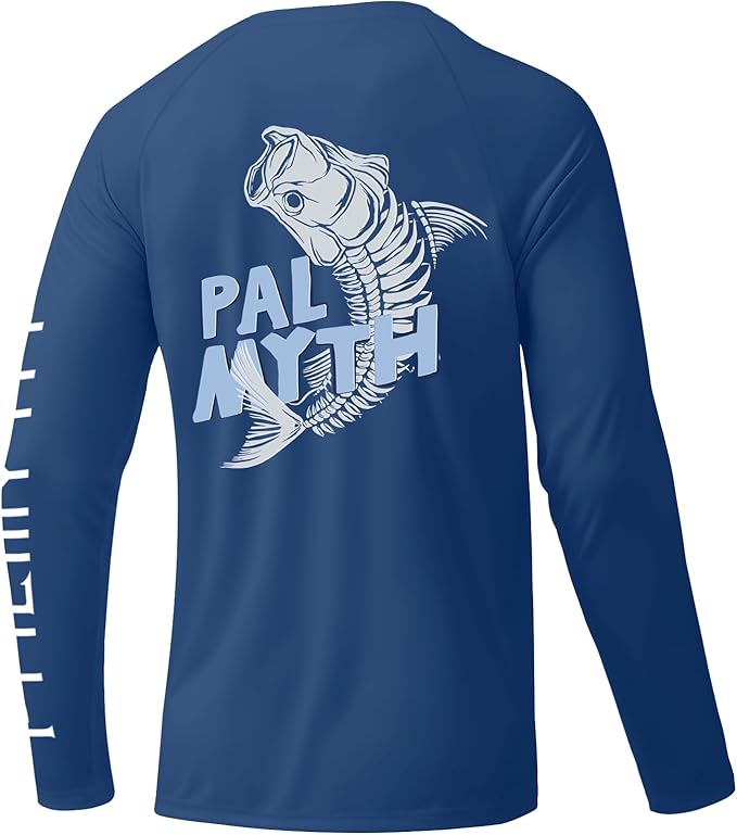 Palmyth Fishing Shirts for Men Long Sleeve UPF 50+ T Shirt Sun Protection | Quick Dry, Sun Protection, Myth-Cool Fabric, Fish Print, Moisture Wicking, Stretchy, Breathable, Fishing,Boating,Outdoor Wear