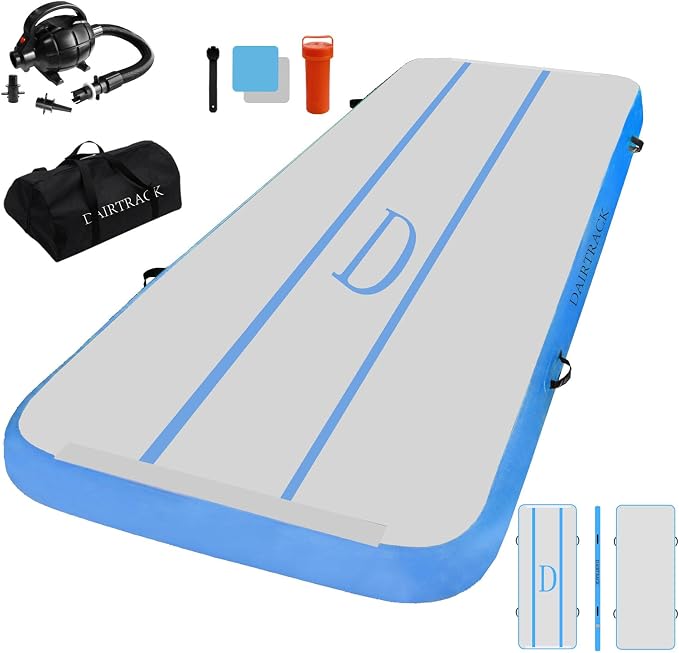 DAIRTRACK Inflatable Gymnastics Air Mat 10ft/13ft/16ft/20ft Tumble Track Tumbling Mats for Home Use/Gym/Training/Cheerleading/Yoga/Water