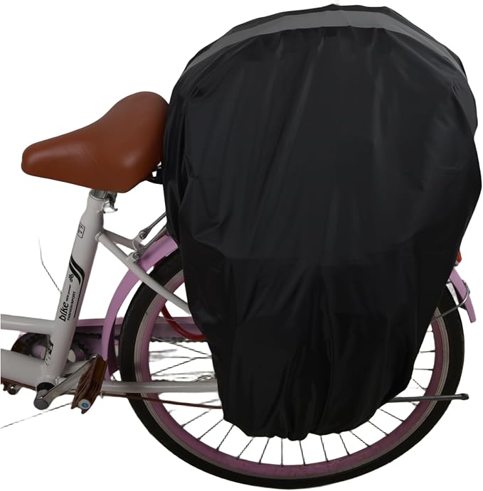 100L Bicycle Rear Rack Rain Cover with Reflective Strip Bike Trunk Rain Cover Black