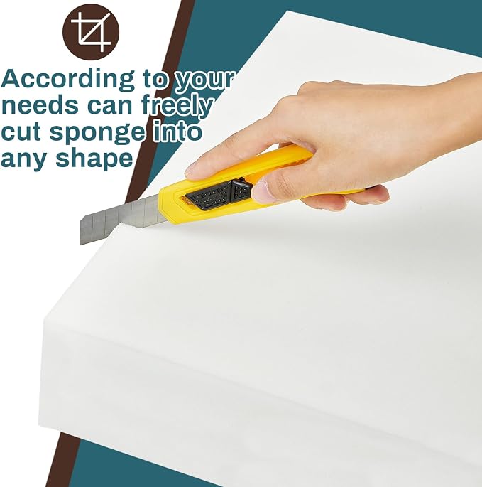 Frienda 2 Pack 5" X 20" X 20" Upholstery High Density Foam Cushion Replacement Square Cut to Size Foam Couch for Chair Couches Padding Shipping Packing DIY Cosplay Projects(White)