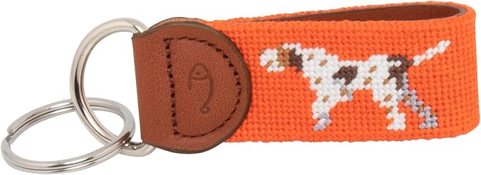 Leather Hand-Stitched Needlepoint Key Fob or Key Chain