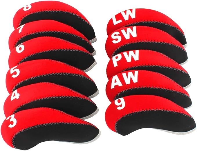 Craftsman Golf Red Headcover 11pcs/Set Neoprene Iron Headcover+ Blade Putter Head Cover