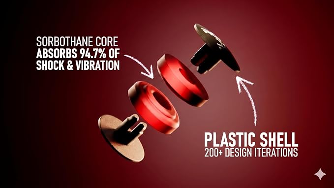 RTP Tennis Racket Vibration Dampener - ShockSorb Original or Ultrasoft V3 The Only Dampener Made for Pain Relief - Handcrafted with Patented Material Sorbothane Made in USA - 1 Pack Limited Warranty
