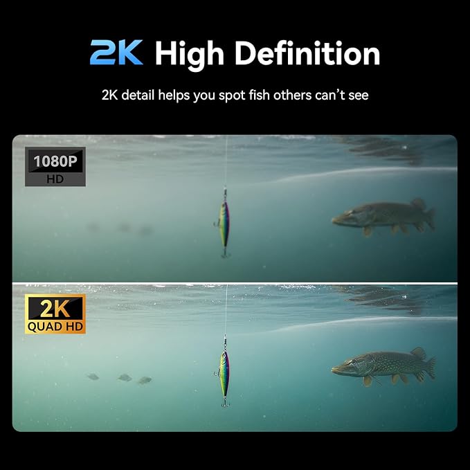 2K DVR Underwater Fishing Camera with Recording 6" OLED Sun-Readable Display | 10000mAh Battery, 220° Wide Angle, IR Night Vision | Professional Portable Kit for Ice & Boat Fishing
