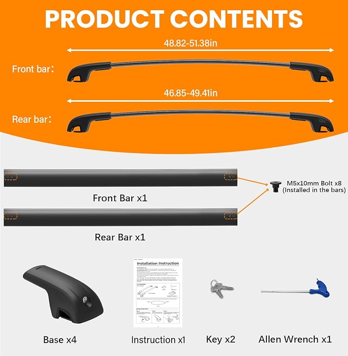 300lbs Roof Rack Cross Bars Compatible with Honda Pilot 2023-2026 Sport TrailSport Touring Elite (Not for LX & EX-L), Aluminum Roof Rails Crossbars Rooftop Cargo Carrier Luggage Rails