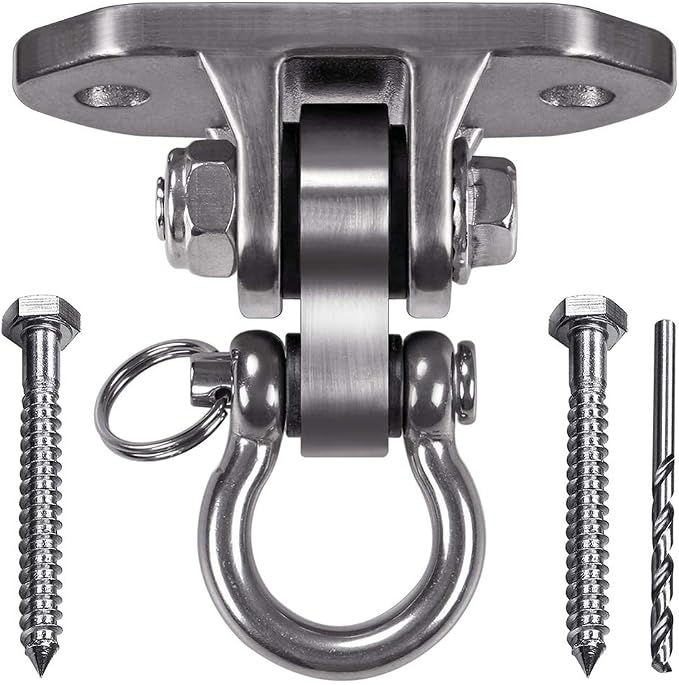 IOH Heavy Duty Swing Hanger Stainless Steel 304 Antirust - 2000 lb Capacity, 180 Silent, Playground Porch Yoga Seat Trapeze, Hammock Chair, Hanging Kit, Indoor Outdoor Set, Patent Design