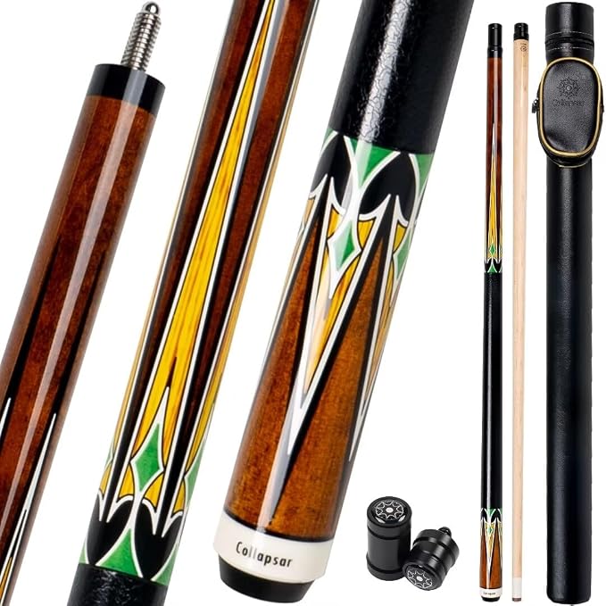 Collapsar CA Pool Stick with 1X1 Hard Case,58" Maple Professional Billiard Cue Stick,19-21 oz Pool Cue Set