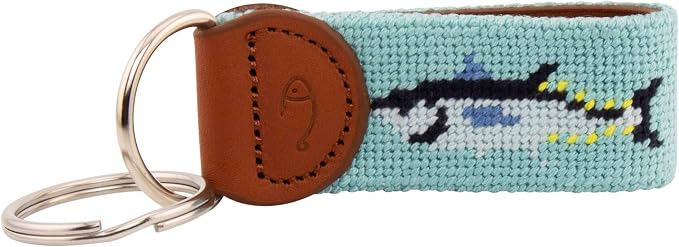 Leather Hand-Stitched Needlepoint Key Fob or Key Chain