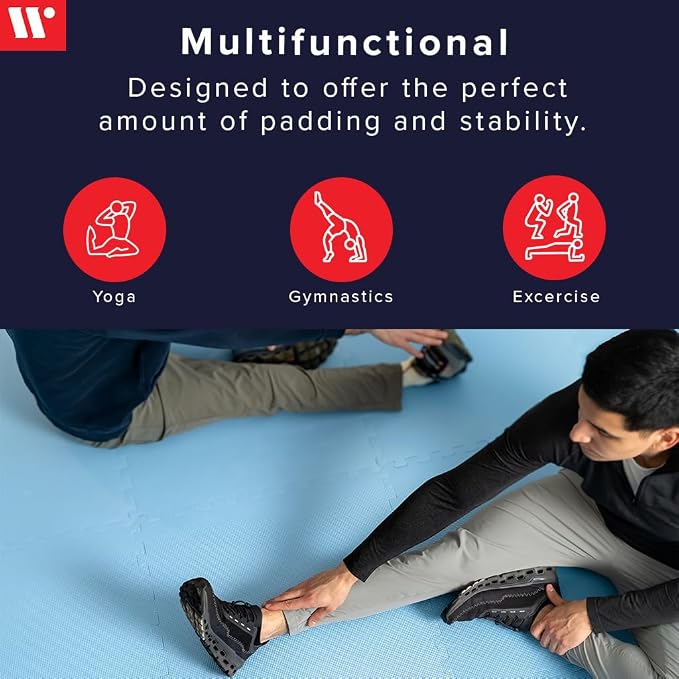 We Sell Mats 1/2 Inch Thickness Multipurpose EVA Foam Floor Tiles, Interlocking Floor Mat for Indoor Gym and Home Use, 24 in x 24 in, Multicolor, 100 Square Feet (25 Tiles)
