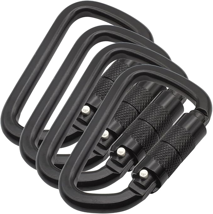 Auto Locking Carabiner 30KN=6500lbs Heavy Duty Large Clip Climbing Carabiner Twist Lock Carabiners for Rock Climbing, Camping, Gym,Rescue (CE Rated,D Shape)