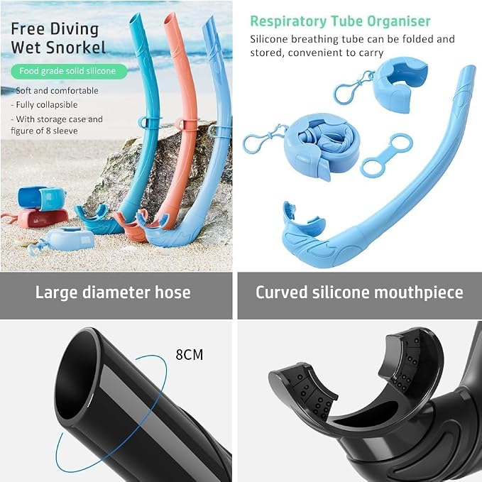 2 Sets Snorkeling Gear for Adults, Snorkel Set Adult Panoramic View, Anti-Leak Anti-Fog Scuba Diving Mask with Mesh Bag, for Portable Professional Diving Snorkeling Set