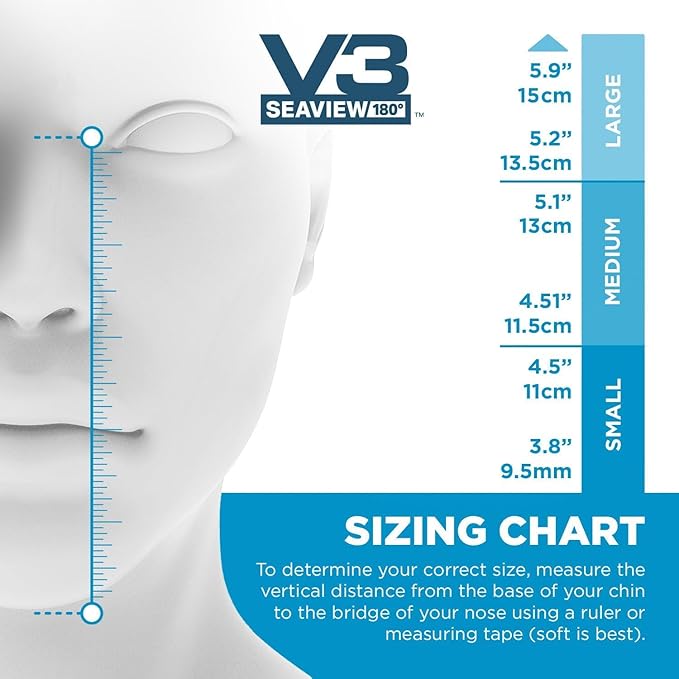 Seaview 180 V3 Full Face Snorkel Mask Adult- The V3 is The Perfect Snorkeling Gear for Adults- Snorkel Mask with 180 Panoramic Viewing and Up to 600% Easier Breathing- Patented Flowtech Air Intake