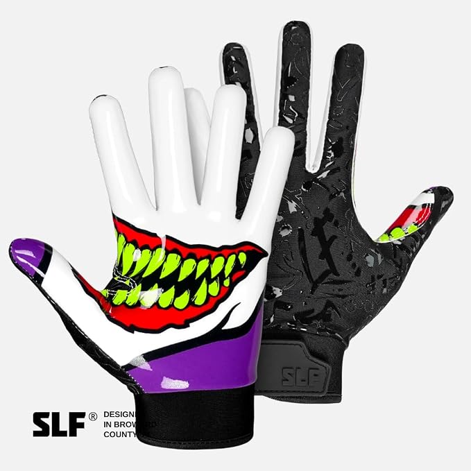 SLEEFS Football Receiver Gloves [1 Pair] - No Slip, Crazy Sticky Silicone Grip - Youth and Adult Sizes