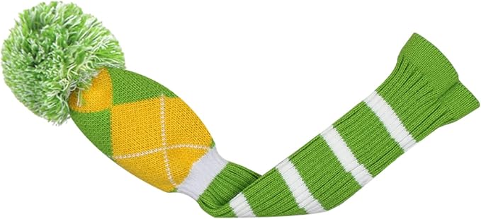 Scott Edward Knit Golf Club Cover with a Pom Set of 5 Head Covers Protect Driver Wood(460cc) 1 Fairway Wood2 and Hybrid/UT2 with Rotating Club Number Tags