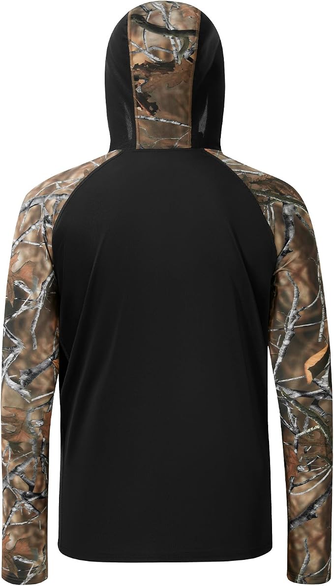 BASSDASH Men’s UPF 50 Performance Fishing Shirt Cooling Hoodie Camo Long Sleeve FS17M