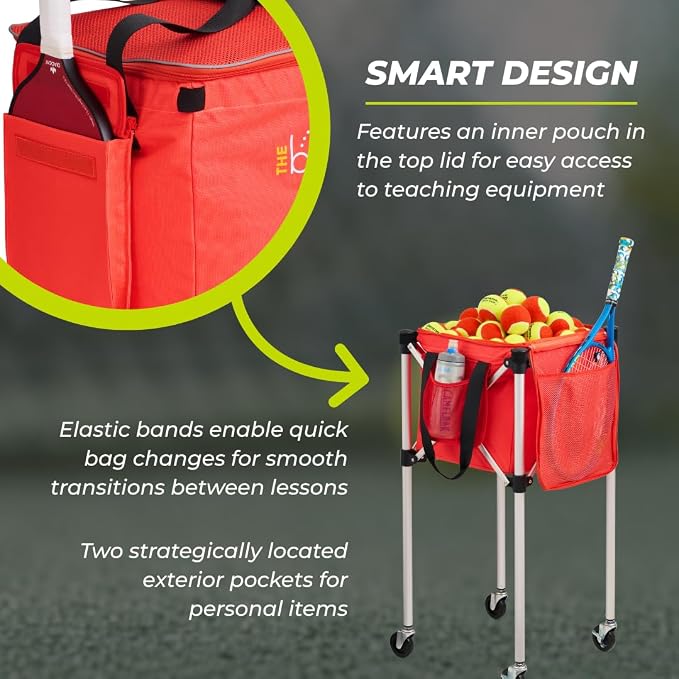 Racket Pets The Ball Tote - Replacement Bag for Tennis and Pickleball Pro Teaching Cart Hopper, Large Tote Bag For 150 Tennis Balls or 100 Pickleballs, Frame Not Included