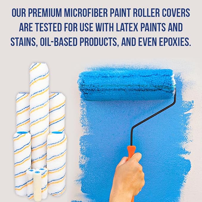 True Blue 18" Professional Paint Roller Covers, 18 Inch, Best for All Types of Painting Surfaces, Refill Bulk Pack (48, 1/2" Nap)