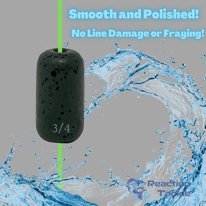 Reaction Tackle Tungsten Barrel Weights - Egg Shaped Sinkers for Carolina Rig Bass Fishing - Freshwater & Saltwater - Size Stamped