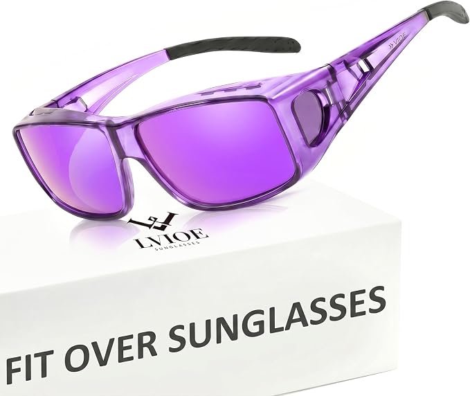 LVIOE Over Glasses Sunglasses Wrap Around Polarized Sunglasses for Men Women Fit Over Prescription Glasses with UV Protection