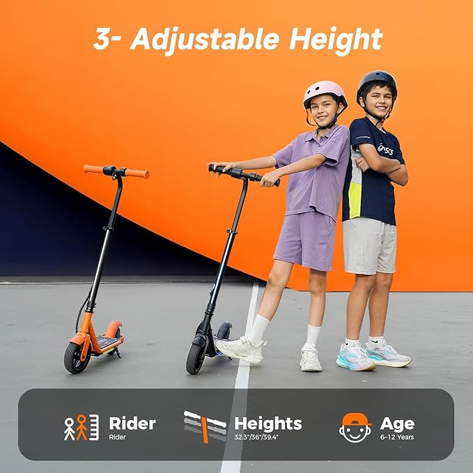 Electric Scooter for Kids Ages 6-12, 150W Motor, Simple One-Button Control, 2 Safe Speeds (6/10 MPH), K2 Pro for 3 Speeds, Colorful Lights, Magnetic Charging, Dual Brake System, 154 Lbs Load Capacity