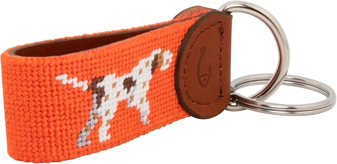 Leather Hand-Stitched Needlepoint Key Fob or Key Chain
