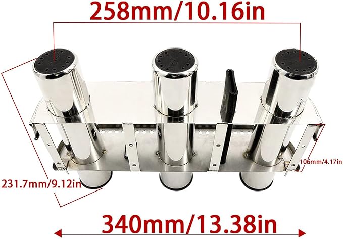 Haida 3 Tube Fishing Rod Holder & Boat Organizer Rod Rack Stainless Steel Fishing Rod Bracket Tube-linked Fishing Accessories Fishing Lovers' Gifts
