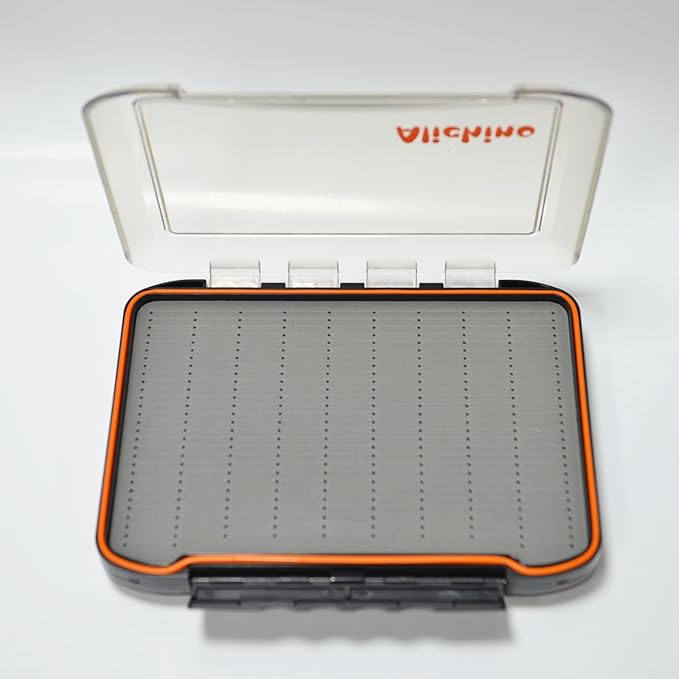 Alichino Fly Box for Fly Files Ice Jig Box Two Sided Waterproof Fly Fishing Box for Nymphs and Streamers (Grey Foam Insert C, Extra Large 11.8 * 8.4 * 2.2Inch)