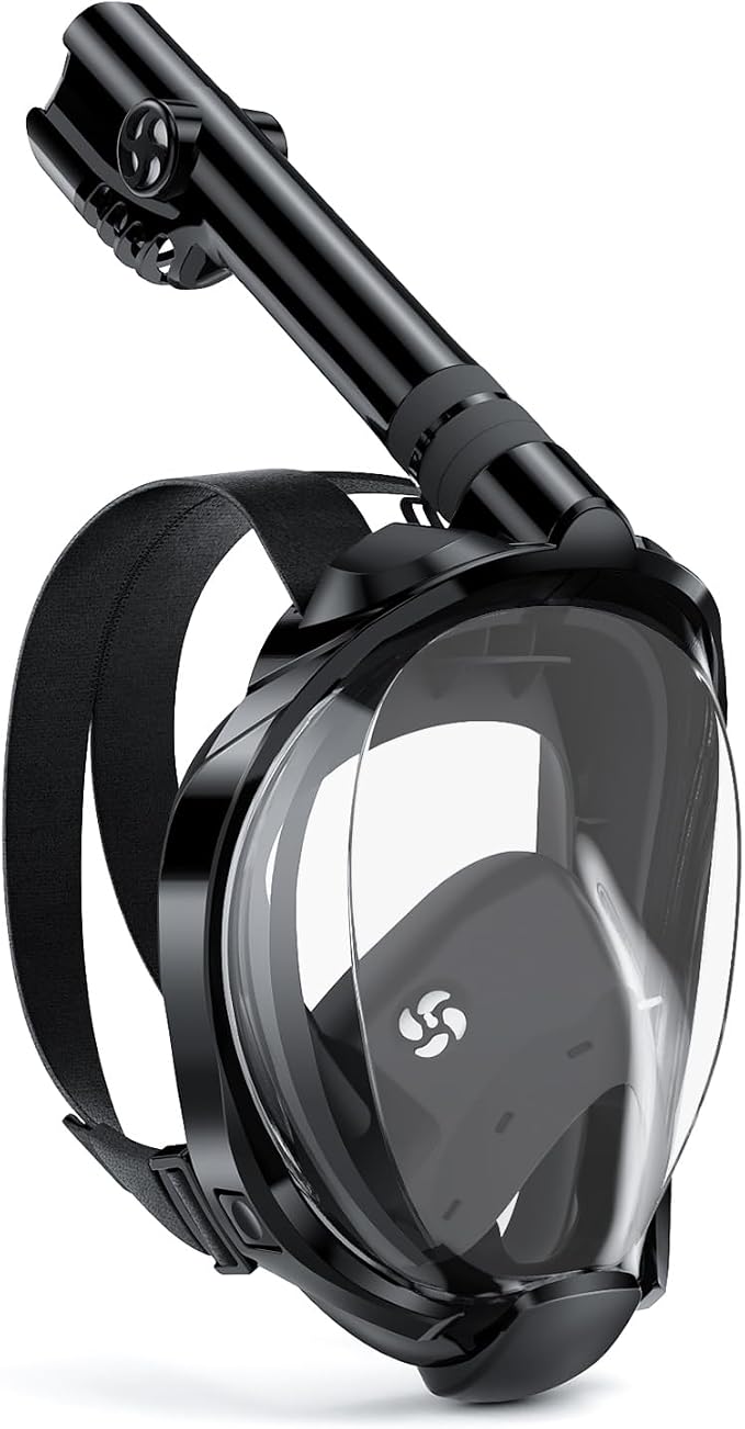 WSTOO Full Face Snorkel Mask, Dry Top Snorkeling Gear for Adults, 180° Panoramic Foldable Design with Camera Mount, Safe Mouth/Nose Breathing, Anti-Fog & Anti-Leak