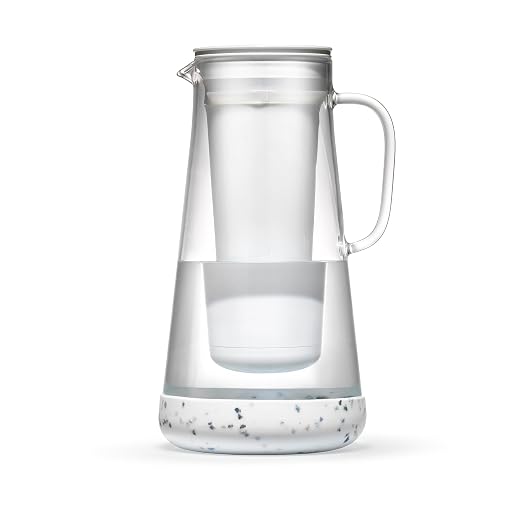 LifeStraw Home — Water Filter Pitcher, 7-Cup, White, Glass with Silicone Base, BPA Free Designed for Everyday Protection Against Bacteria, Parasites, Microplastics, Lead, Mercury