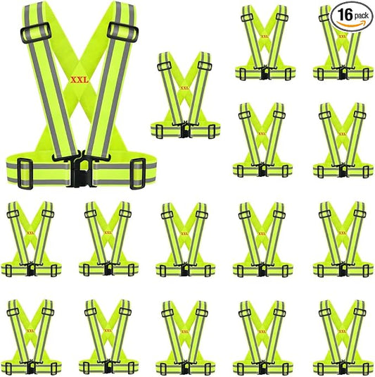 High Visibility Safety Vest|Reflective Running Gear for Walking,Cycling,Construction,Motorcycle|Men,Women(16PACK-XXL)