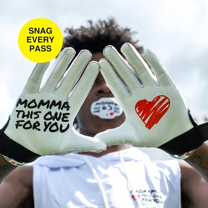 SLEEFS Football Receiver Gloves [1 Pair] - No Slip, Crazy Sticky Silicone Grip - Youth and Adult Sizes