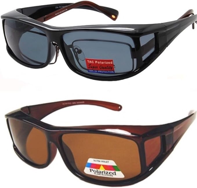 2 Pair Polarized Fit Over Wear Over Reading Glasses Lens Cover Sunglasses