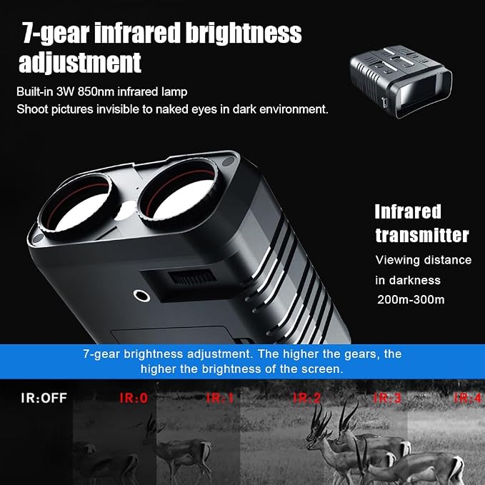 Night Vision Goggles - 1080P Night Vision Binoculars for Adults, 5X Digital Zoom and 3'' HD Screen Binoculars can Save Photo and Video, with Rechargeable 3000mAh Battery, Black