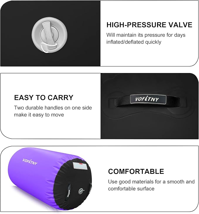 VOFiTNY Inflatable Gymnastics Air mat Tumbling Track with Air Barrel Octagon Mat with Pump for Home/Gym