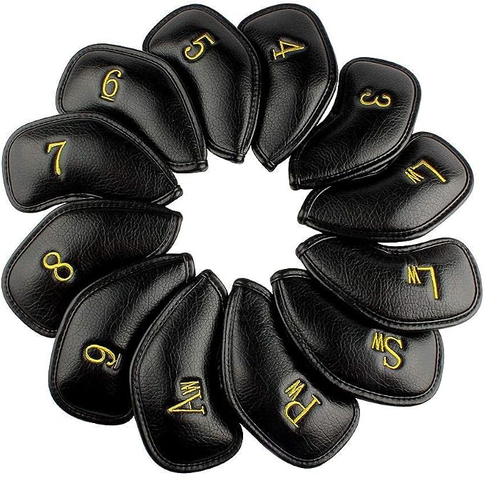 CRAFTSMAN GOLF 12pcs or 1pc Thick Synthetic Leather Golf Iron Head Covers Set Headcover Fit All Brands Callaway Ping Taylormade Cobra Etc. Also Custom Name