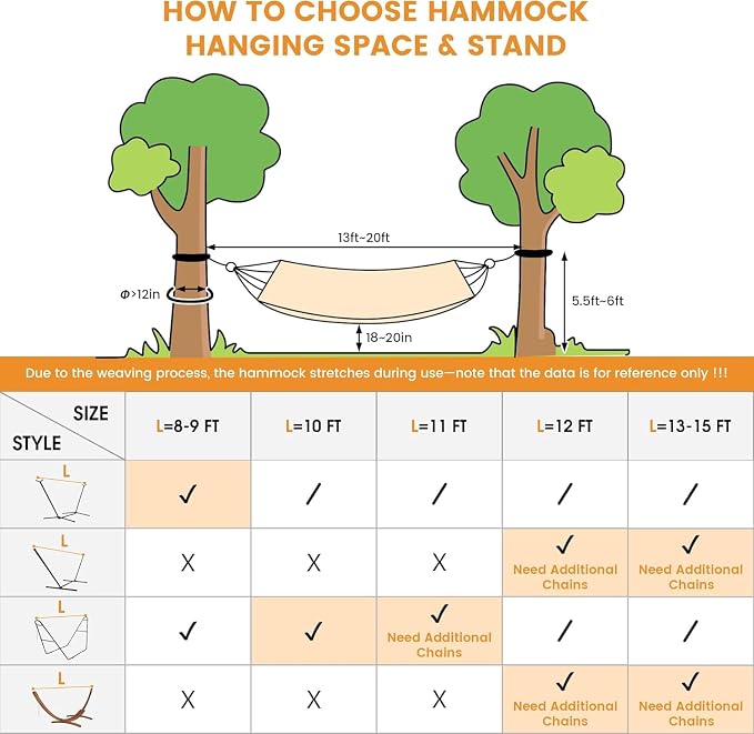 Lazy Daze Hammocks Double Rope Hammock, 2 Person Traditional Outdoor Hand Woven Cotton Rope Hammock with Spreader Bar, Carabiners, Tree Straps, Chains for Patio Yard - Max 450 Lbs, Dark Grey