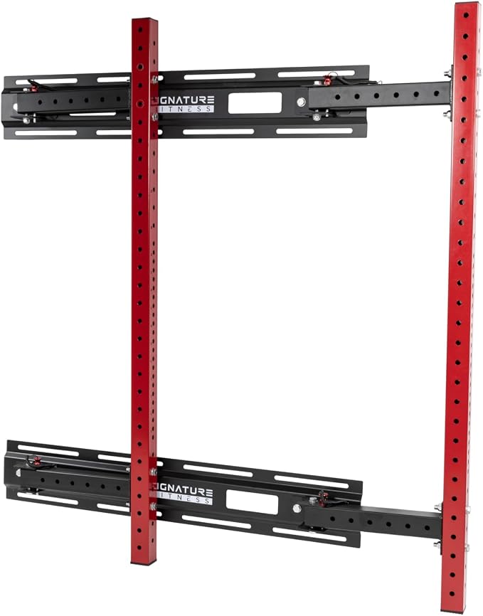 Fitvids Wall Mounted Power Rack Squat Stand, 1000 Pound Capacity for Home and Garage Gym with J-Hooks,Squat Lever Arm, Multiple Size and Colors