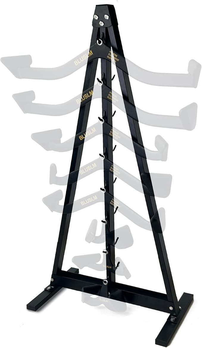 BLUSLM Lat Pull Down Bar Gym Accessory Rack, Lat Pulldown Attachments Cable Attachment Storage Rack for Mag Grip - Home Gym Fitness Heavy Duty A-Frame Stand