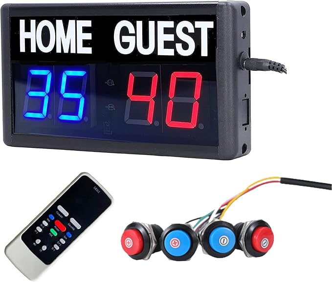 Score Keeper Portable Led Digital Electronic Scoreboard with Remote for Sports Games Volleyball Table Tennis Baseball Basketball Scoreboards Home Guest (1.8inch)